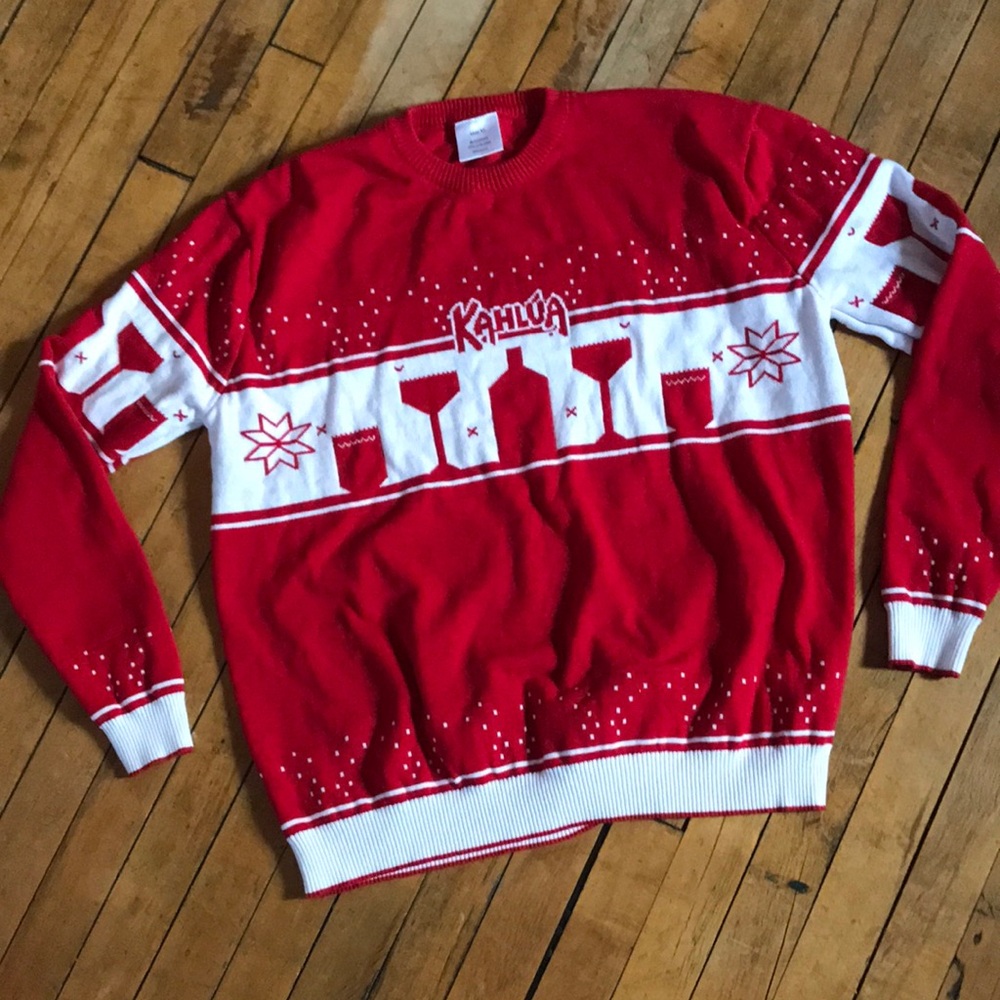 Kahlua Red White Crewneck Sweater Mens XL Holiday Festive Beverage Graphic